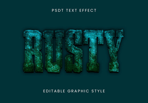 Blue And Green Corroded Metal Font Rusty Grunge Bold Text Effect