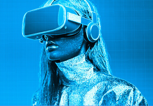 Blue Futuristic Holographic Image Effect