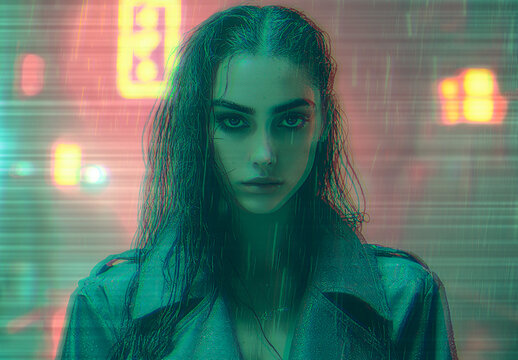Green Futuristic Holographic Image Effect Cyberpunk Style
