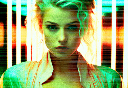 Green Futuristic Holographic Image Effect