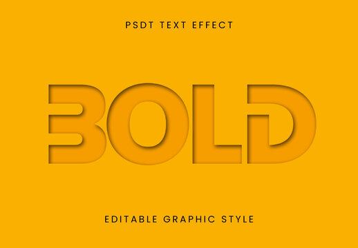 Yellow Shadow Cutout Font Engraved Bold Text Effect