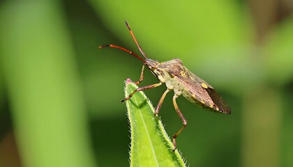 Close-up of a shield bug on a leaf.