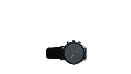 Dark, minimalist watch, black face and band