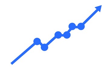 Upwards graph, business graph with arrow upwards, profit arrow, 