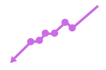 Downwards graph, business graph with arrow downwards 