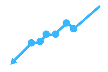 Downwards graph, business graph with arrow downwards 