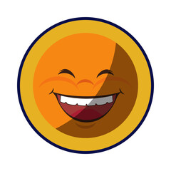 Happy laughing emoji face isolated on transparent background