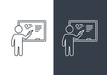 Illustration of a teacher explaining a lesson on the blackboard, , perfect for educational and instructional content