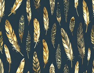 Gold feathers on dark backdrop