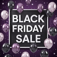 Fototapeta premium Black Friday Sale with Purple and Pink Balloons shopping