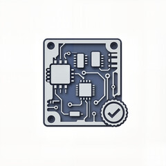 Electronics Product Certification — Circuit Board Icon, Isolated on Light Background