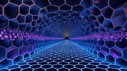 Hexagonal Tunnel Abstract 3D Render Abstract Background