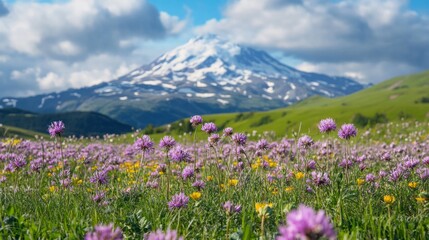 wildflowers, colorful, snowy wallpaper generative ai