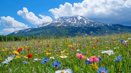 Fototapeta premium wildflowers, colorful, snowy wallpaper generative ai