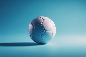 Fototapeta premium White Soccer Ball on Blue Gradient Background with Shadow