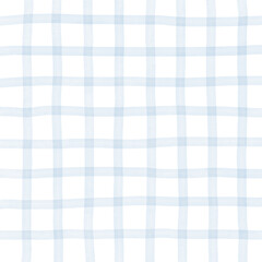 Blue White Plaid Gingham Madras Check Hand Drawn Background Pattern Overlay
