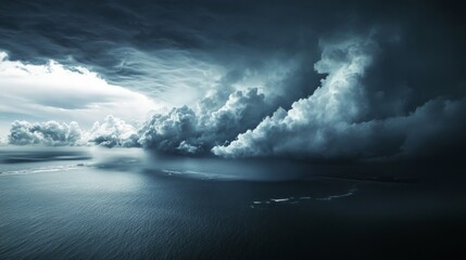 Fototapeta premium clouds laden with water over a beach, heavy rain generative ai