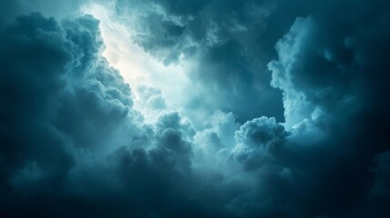 Obraz premium large dark clouds, stormy sky, blue tones generative ai