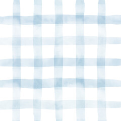 Blue White Plaid Gingham Madras Check Hand Drawn Background Pattern Overlay