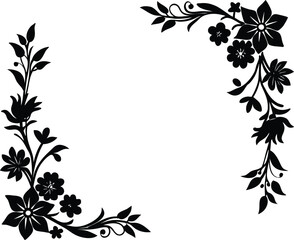 Corner Floral Frame Silhouette