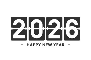 2026 Happy New Year logo design isolated on white background. Design template banner, brochure, card. Vector illustration