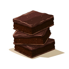 stacked chocolate brownie dessert flat vector illustration
