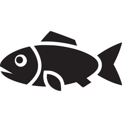 Fish silhouette isolated on white background, a simple and minimalist vector illustration of a marine animal for graphic design and decoration