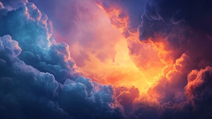 Fototapeta premium big colorful clouds, bright colors generative ai