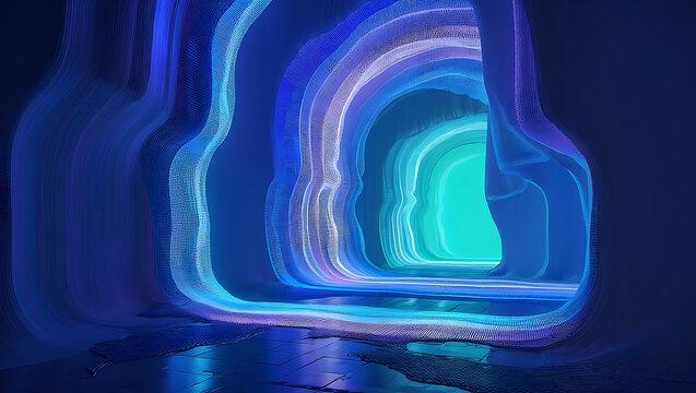 Abstract tunnel with glowing lines and neon colors
