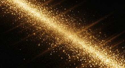 Shimmering golden glitter cascading diagonally across a dark background, creating a mesmerizing and luxurious effect.