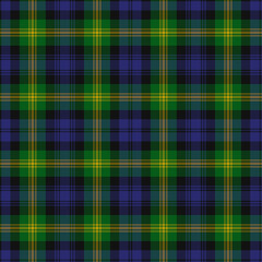 Blue, Green, Black, Blue, Yellow Tartan Weave Pattern - Tile