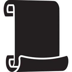 Black scroll isolated on white background, representing ancient documents, history, and vintage parchment with a retro and antique feel