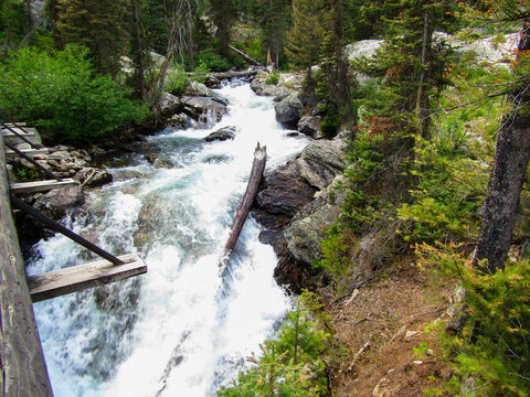 Rushing river in Grand Teton National Park, Wyoming