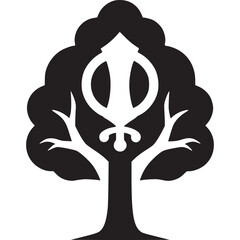 Sikhism symbol isolated on white background, a monotheistic religion originated in punjab, india, emphasizing equality, service, and devotion to one god