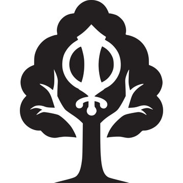 Sikhism symbol isolated on white background, a monotheistic religion originated in punjab, india, emphasizing equality, service, and devotion to one god