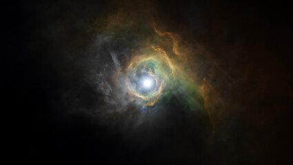 Cosmic eye nebula with bright center light