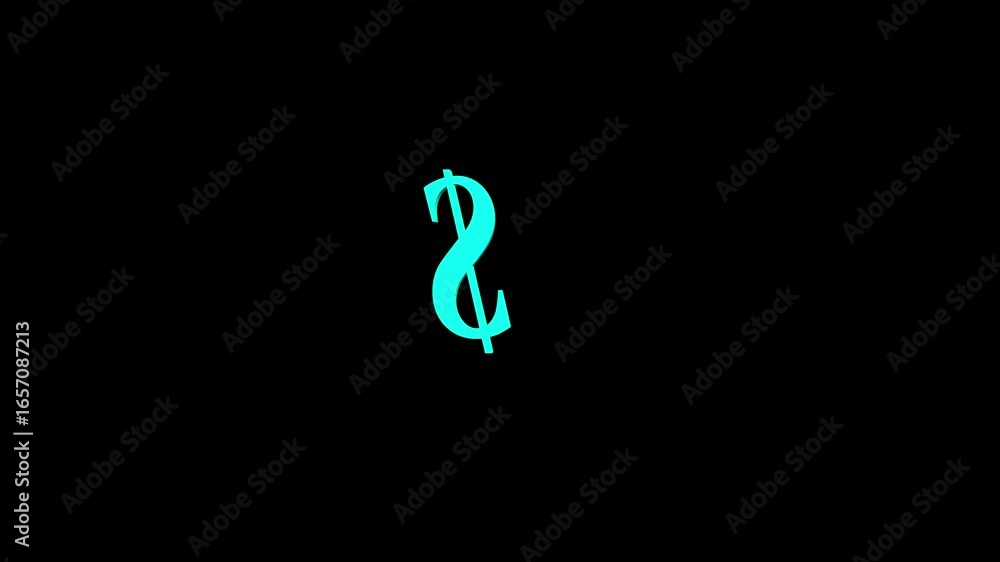 Poster abstract 3d cyan color dollar icon animation. 3d dollar sign animation. dollar icon animation busine