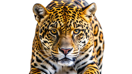 Obraz premium A jaguar stares forward isolated on transparent background