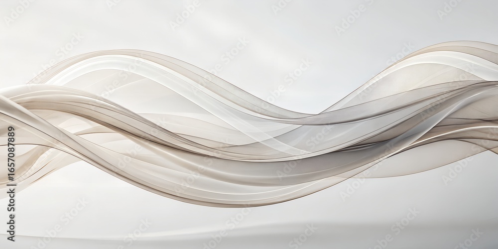 Poster a flowing abstract ribbon with a textured surface, creating a sense of elegant movement and sophisti