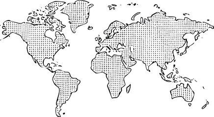 Vintage World Map: A Dotted Engraving of Continents