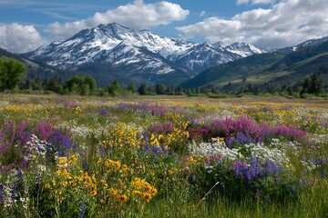 Obraz premium Scenic mountain meadow filled with wildflower pictures