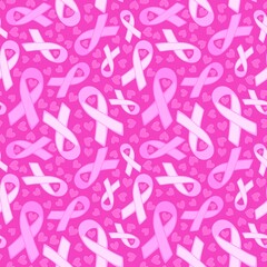 Breast cancer month seamless pink ribbon day mammogram pattern for medical accessories and medicine textiles