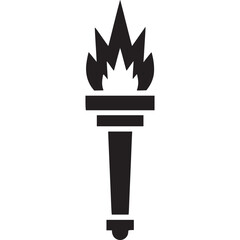 Torch icon isolated on white background, a symbol of light, fire, and victory, representing passion, energy, and achievement