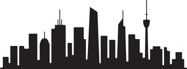 Minimalist City Skyline Silhouette Vector  Trusted Urban Skyscraper Illustration for Architecture, Branding, Presentation, and Modern Design