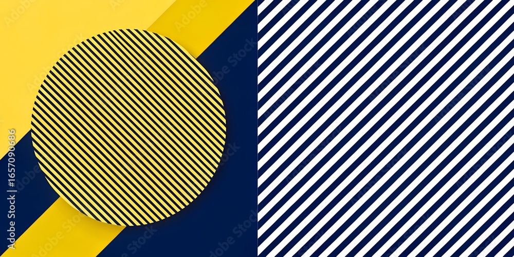 Poster a modern abstract design with a bold geometric composition featuring a yellow background with diagon