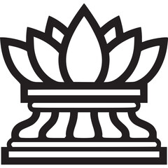 Lotus flower pedestal isolated on white background, a decorative architectural element often found in asian temples and monuments