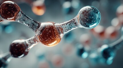 Intricate Molecular Structure with Hues of Amber and Azure