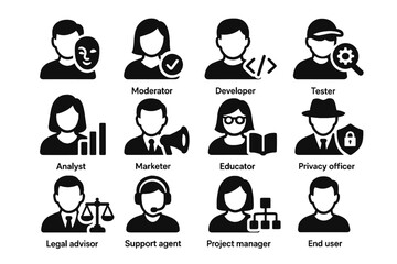 Legal privacy content developer end project vector icon tool deepfake agent user