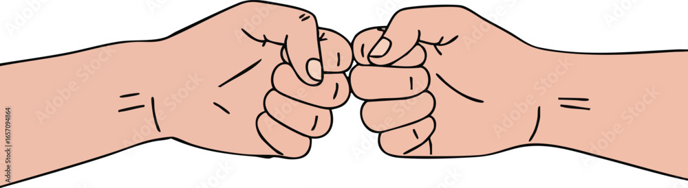 Poster two hands making a fist bump gesture symbolizing friendship support and unity in vector style illust