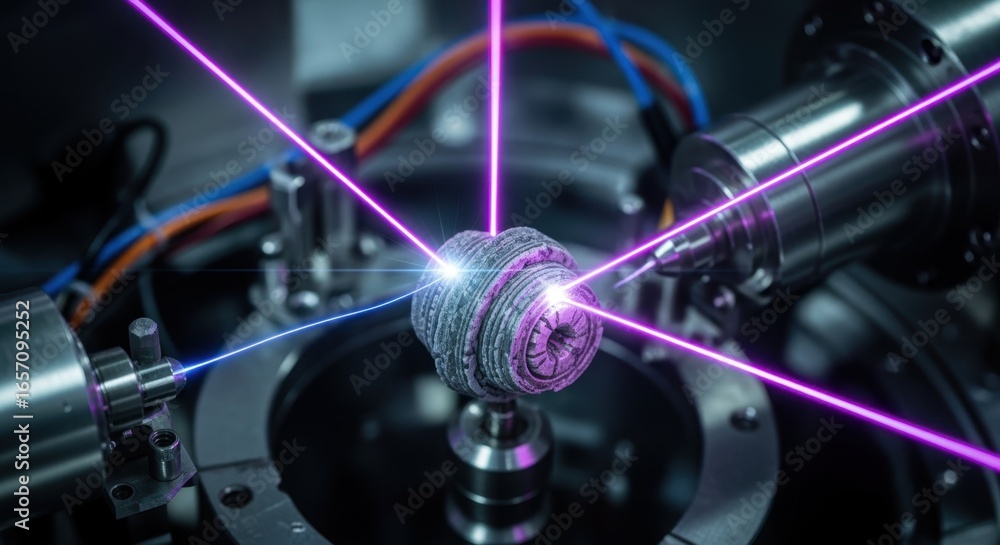 Poster fragmented view of a laser ignition prototype targeting a fabricated pellet reflecting the intersect